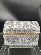 Baccarat Style Hollywood Regency Cut Crystal / Glass Trinket Box Domed Hinged  picture