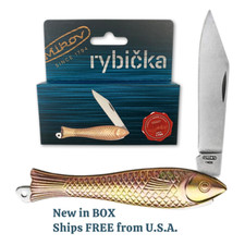 Fish Knife Mikov Bronze Fish Folding Pocket Pen Knife NEW NIB picture