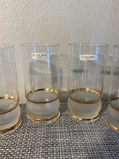 (4) Rare 1980s VTG Fostoria Kristina 19oz Highball Glasses Frosted Crystal Base picture