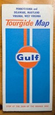 Vintage 1970s Gulf Tourgide Road Map Gas Oil Fold-Out Blue USA PA Delaware WV picture