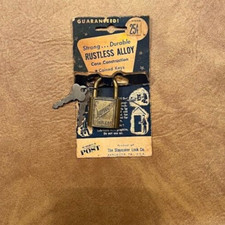 Vintage SLAYMAKER Rustless Padlock Lock w/ Keys on Card Advertising picture