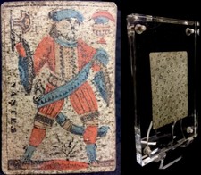 Historic c1840 Antique Playing Cards Jack of Cups Stencil Painted Court Single picture