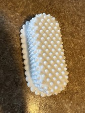 New '50s Fenton Hobnail Milk Glass Covered Butter Dish With Scalloped Edge RARE picture