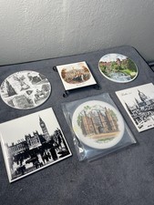 6pcs Vintage British Souvenir Tiles Trivets London Coventry Warwick H&R Johnson  picture