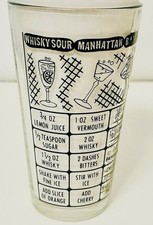 1950’s Federal Glass Cocktail Recipe Drink Shaker Mixing Glass Vintage Barware picture