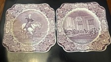 Crown Ducal George Washington Bicentennial Plate Purple England Set 2 Mulberry picture