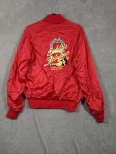 Vtg Fabulous 50s Casino Diner Reno NV Bomber Jacket Mens M Red Nylon Gambling picture