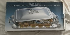 Vintage Godinger Serving Dish Silver Plated 3 QT Grape Casserole Set New in Box picture