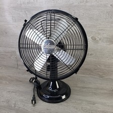 Holmes HAOF12R Black Desktop Tabletop Oscillating 3-Speed Fan Metal Vintage picture