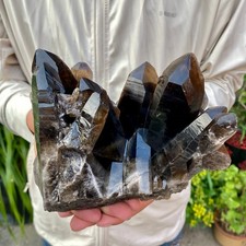 4.4LB Natural Black Smoky Quartz Crystal Cluster Raw Mineral Specimen picture