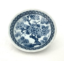 BWL011- Blue White  Asian Porcelain Bowl with Cherry Blossom Branch Vintage picture