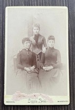 Antique 1890'S CABINET CARD Photograph Woman Mourning Death Dress Family Sisters picture