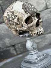 Scottish Rite SJ Carved Skull By Zane Wylie Real Human Skull RESIN REPLICA picture