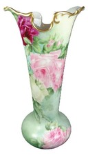 Antique PH Leonard Austria Vase Hand Painted Pink and Crimson Roses picture