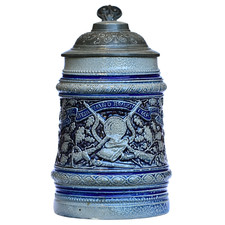 Reinhold Merkelbach Beer Stein 206 - Coat of Arms | Germany Lidded 0.5L Ca. 1900 picture