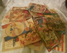 Set of 16 LARGE VICTORIAN/VINTAGE Patriotic 4th of July from old postcard images picture