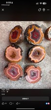 3Pair pink China Agate Hebei xuanhua natural Slices Crystal collectible picture