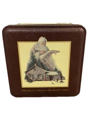 Vintage 1993 Snickers Norman Rockwell 1924 Christmas 6x6x3” Collector’s Tin picture