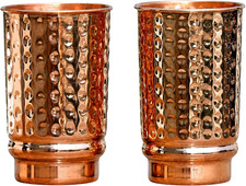 Pure Copper Hammered Drinking Cups - Ayurvedic Health Tumblers – 2 Pcs. Set -LAC picture