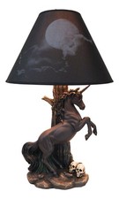 Ebros Black Unicorn Sculptural Desktop Table Lamp with Night Sky Shade 19