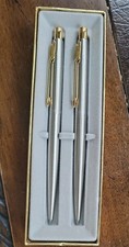 VTG Parker Classic Flighter Stainless Steel Pen Pencil Set USA New Box Booklet picture