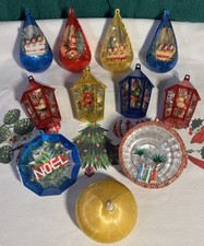 Vintage JewelBrite Diorama Christmas Ornament Lot Of 10 Display Ready 🎄Ready picture