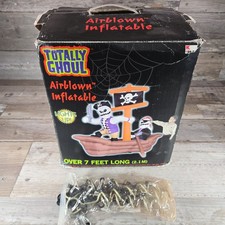 Totally Ghoul 7 Ft Pirate Ship Airblown Inflatable Halloween Lights Up picture