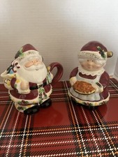 Vtg/Mr/Mrs Claus/sugar/creamer/Ceramic /6”/spoon Missing/mint picture