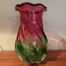 Vintage Teleflora Hand Blown Glass Watermelon Vase picture