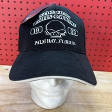 Harley-Davidson Space Coast Hat Men's Black Adjustable Brushed Twill Skull Biker picture