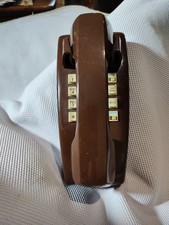 Vintage 1970s ITT Model 2554 Series BROWN Push Button Touch Tone Wall Telephone picture