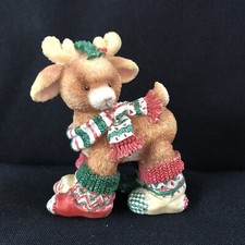 Enesco Deer Santa's Special Deerlivery Socks North Pole Mary Rhyner Moos 1994 picture