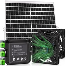 Solar Powered Fan for Chicken Coop, 25W Solar Panel, 2 * 4.7