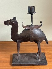 Vintage Handcrafted Metal Camel Candle Holder Folk Art picture