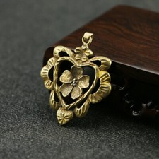 Solid Brass Heart shaped keychain pendant Figurine Small Statue Home Ornament picture