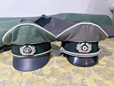 WWII German-Style Officer Visor Cap – Green Wool Reproduction Military set of 2 picture