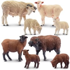 Toymany 8-pcs   Merino Sheep Animal Figurine,  Collectible Hand-painted  Toy Set picture