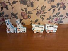 4-VINTAGE IDAHO,MONTANA STATE SHAPE SALT/PEPPER SHAKERS picture