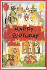 Vintage Humane Society Dogs Puppy Birthday Party Postcard picture