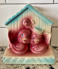 Vintage Shawnee Ceramic USA 830 Birdhouse Planter / Wall Pocket picture