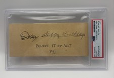 Robert Ripley Believe It Or Not Signed Autograph 3.5x5 Cut - PSA - “Happy Bday” picture