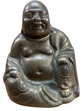 Vintage Hollow Cast Brass Laughing Buddha Figurine Happy Hotei Budai 3