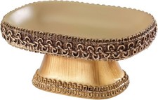 Braided Medallion Gold and Rattan Resin Soap Dish picture
