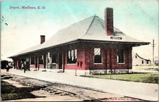 Vintage Madison SD Train Depot Postcard E. C. Kropp Co. South Dakota Railroad picture
