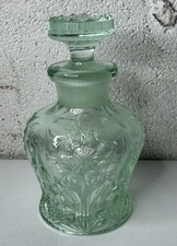 Vtg Imperial Glass Nucut 474 Turquoise Green Cologne Perfume Bottle & Stopper picture