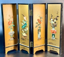 Vintage Chinese 4-Panel Double Sided Tabletop Screen picture