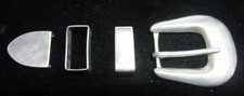 VINTAGE JR LTD SANTA FE .925 STERLING SILVER BELT BUCKLE W LOOPS AND BELT TIP picture