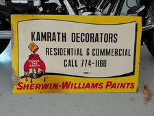 c.1960s Original Vintage Sherwin Williams Paint Sign Metal 2 Sided Cover Earth  picture