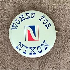 Vintage Women For Nixon Political Pin Back Button picture