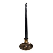 Whimsigoth Witchy Fairy Grunge Vintage Brass Taper Candle Holder w/ Black Candle picture